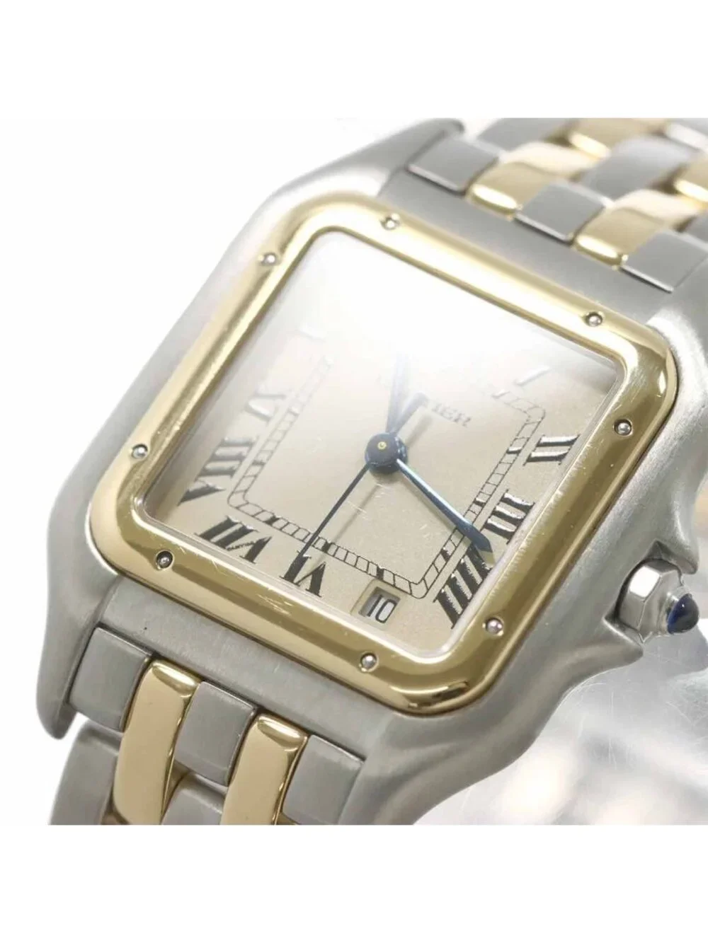 Cartier Panthere MM 2 Row Date Boys Watch Ivory YG Quartz
